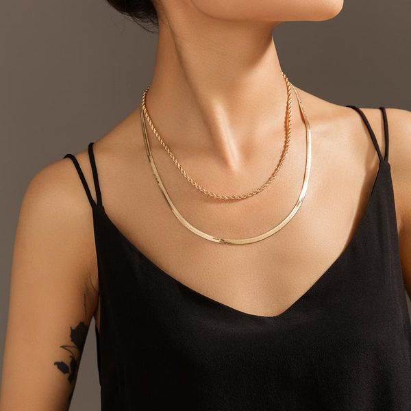 

chains 5sets/lot wholesale ot clasp double layer collarbone chain gold wire vintage pearl necklace jewelry for women in bulk, Silver