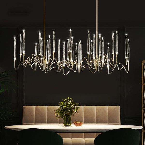 

modern gold rectangle crystal chandelier lighting for dining room bedroom lamps led light fixtures chandeliers indoor lights