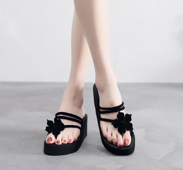 

flip flop women's shoes slippers women's waterproof flower sandals mshoe1001, Black