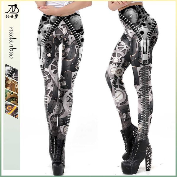

king kong mechanical digital printing leggings women's new tight pants casual pants, Black