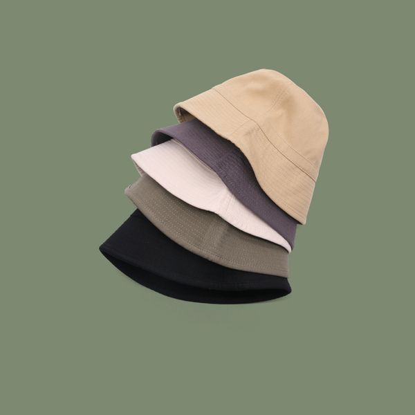 

ins self closing basic pure color thread pressing bucket men's women's straight basin fisherman's hat sun visor hat tide