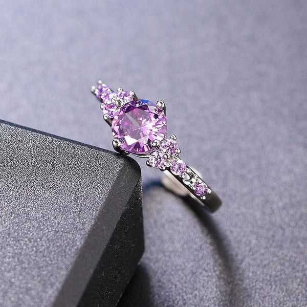 

cluster rings zhouyang purple crystal for women trend 2021 zircon silver color promise ring accessories wedding bidal gifts jewelry r492, Golden;silver