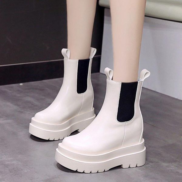 

boots cootelili women winter nakle round toe high heel for woman slip on fashion shoes warm basic botas mujer size 34-39, Black