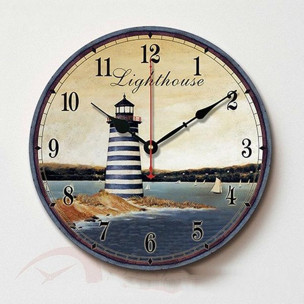 

wall clocks vintage bedroom clock living room household creative mediterranean frameless mute hanging quartz