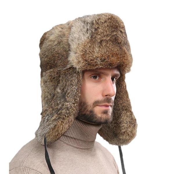 

beanies lei feng hat men's winter fur warm outdoor thickened protection father ear cotton mask ski e5v3