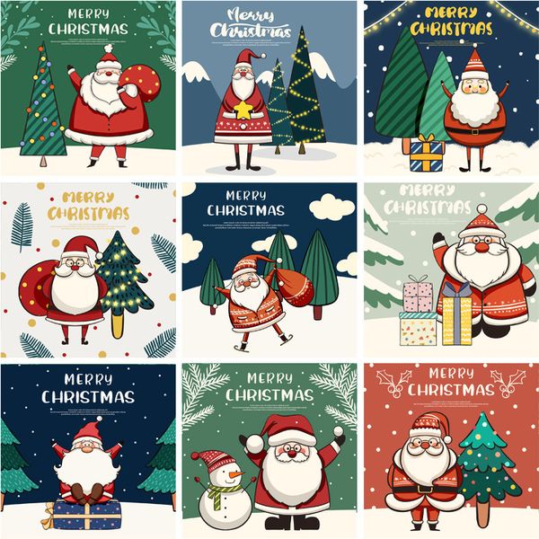 

wholesale 30 pieces/lot christmas card cartoon santa claus snowman blessing message mini postcard