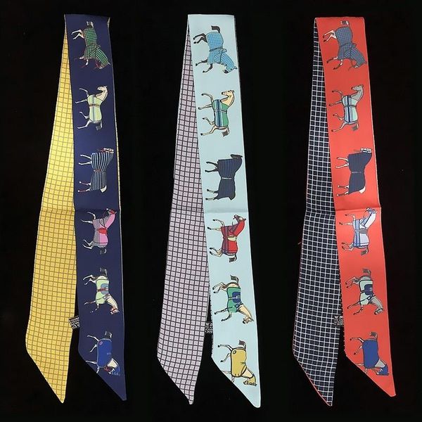 

scarves woman accessory matagorda animal print tie bags silk ribbon headwrap shawl headbands small narrow scarf lady acc, Blue;gray