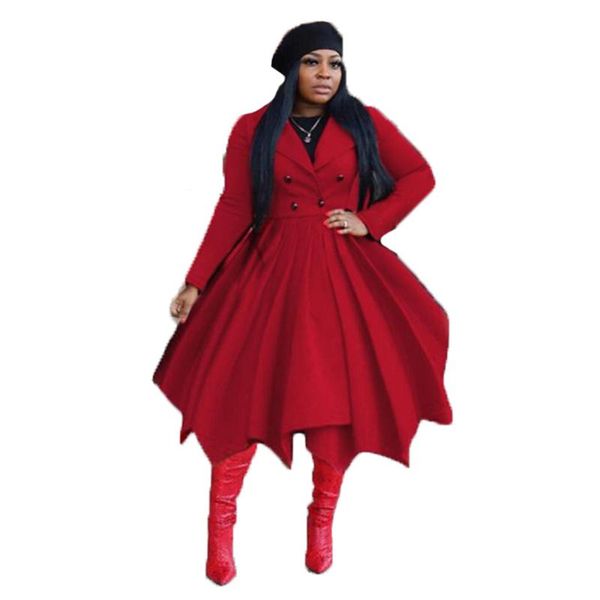 

women's trench coats plus size long windbreaker jacket women 2021 temperament double-breasted lapel black red stitching fashion coat n1, Tan;black