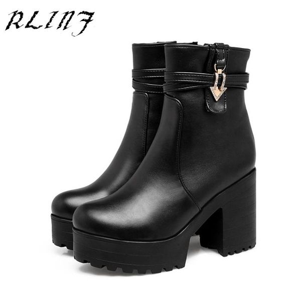 

boots rlinf black platform shoes women's zip spring high heels white ankle