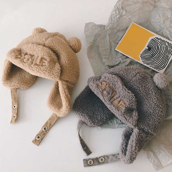 

winter arrival girls fashion letter hat kids warm fleece s for 210528, Yellow