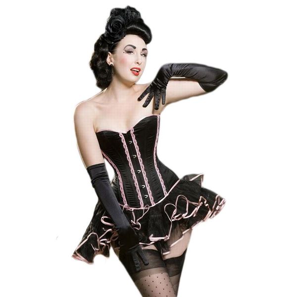 

bustiers & corsets women gothic black overbust waist trainer corset push up bustier tight lacing cincher corselet, Black;white