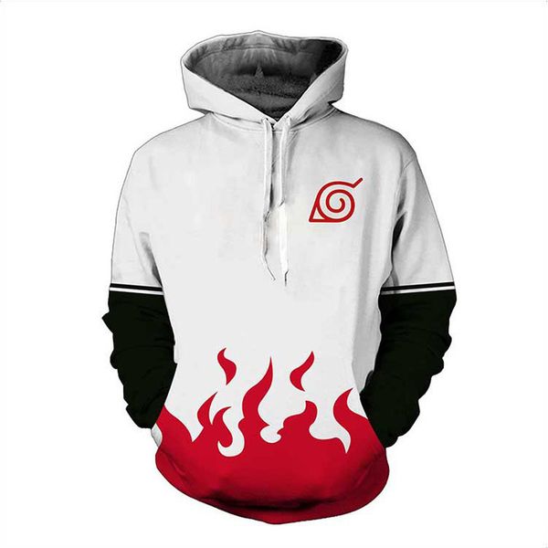 

men's hoodies 8-color long sleeve casual sweatershirts 3d printed naruto homespun stylish baseball jacket thicken warmly sweater s-5xl, Black