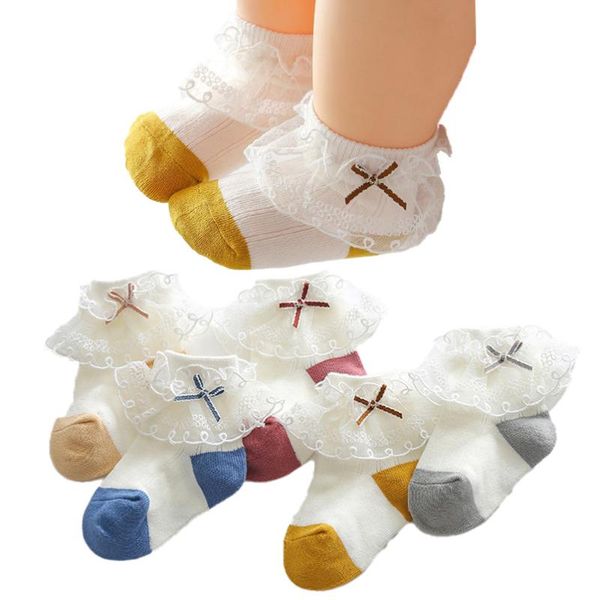 

summer ankle socks for girls cotton ribbed lace party wedding clothing accessories ruffles children, Pink;yellow