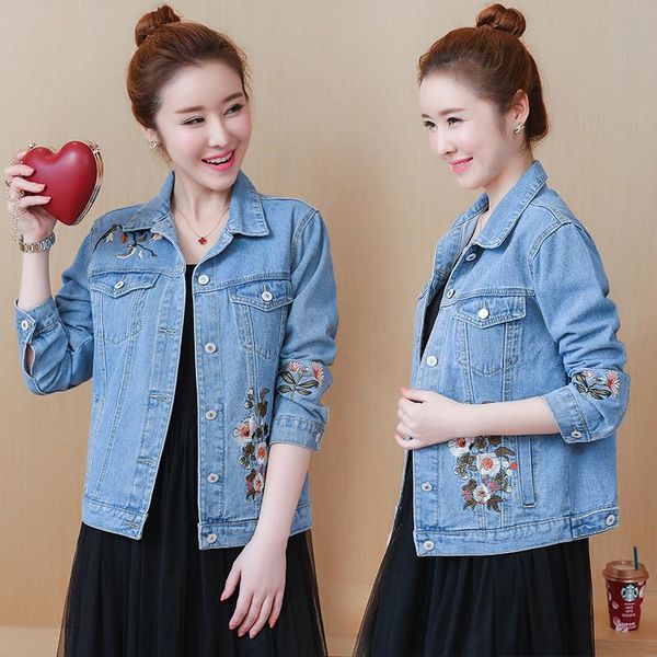 

women's jackets plus size 4xl 5xl women jeans jacket autumn korean embroidery oversized single-breasted female casual denim outerwear m, Black;brown