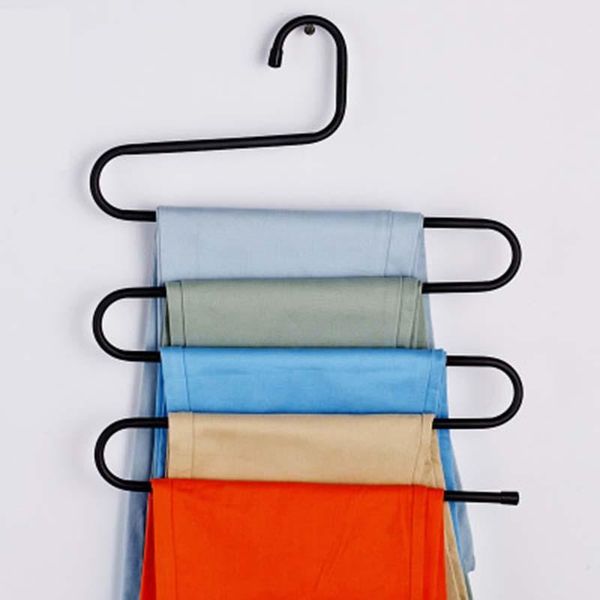 

pc stainless steel iron based alloy clothes hangers non-slip s-shaped pants clip hanger wardrobe storage ,36 x 36cm & racks
