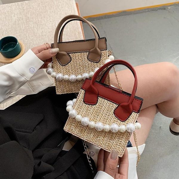 

evening bags ladies straw woven casual small fresh hasp shoulder bag street trend messenger handbags for women 2021 summer