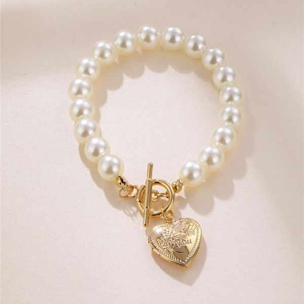 

chains girls fashion white pearl heart love pendant bracelet & necklace classic gold big, Silver