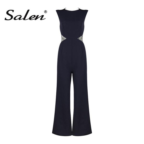 

women's jumpsuits & rompers salen women casual regular full length solid o neck autumn bodysuits fashion hollow out backless, Black;white
