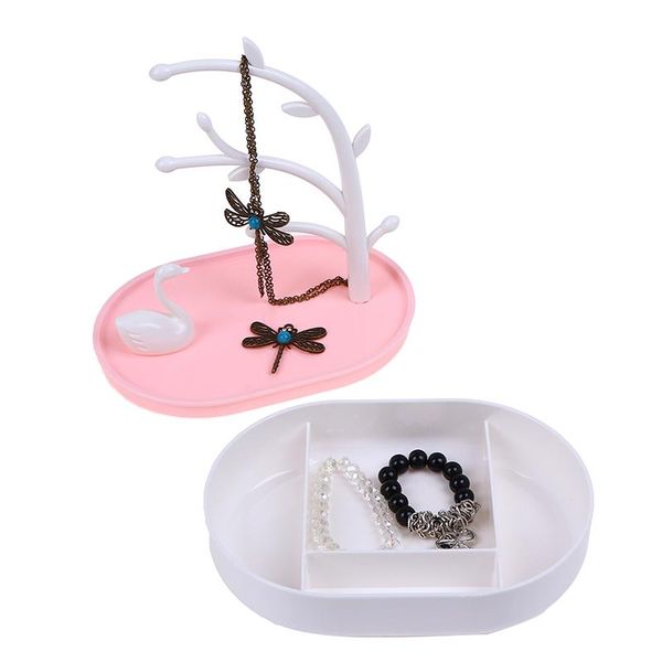 

hooks & rails home decoration double layer jewelry rack ornament swan lake storage box