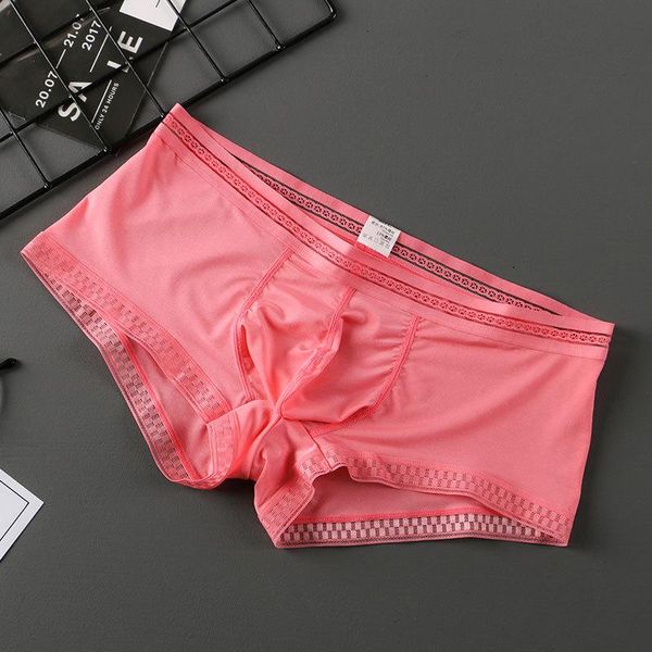 

underpants men's panties man ice silk men underwear brief large size shorts with print low-rise u pouch mens boxers pack, Black;white