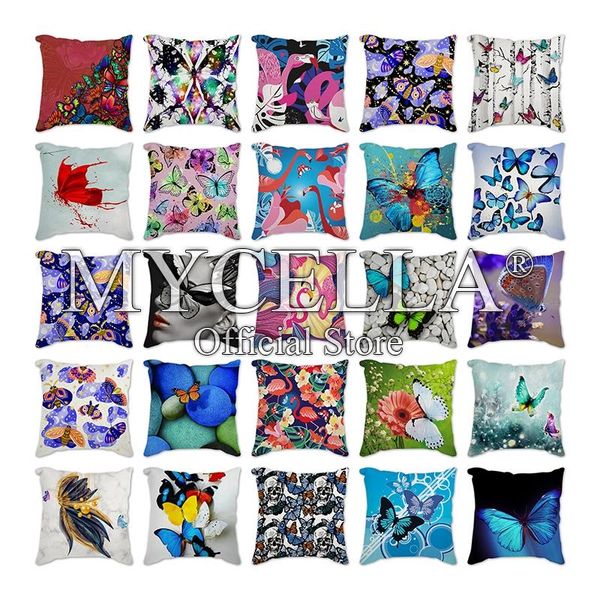 

pillow case cartoon cushion for sofa linen cotton cover color butterfly print pillowcase car home decorative throw