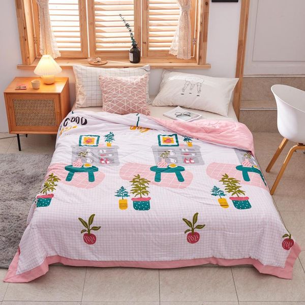

comforters & sets summer cartoon style washable air conditioner cotton single and double personality quilt thin