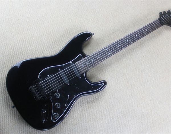 

flyoung st double shake electric guitar black body neck in the same color black accessories single double pickup