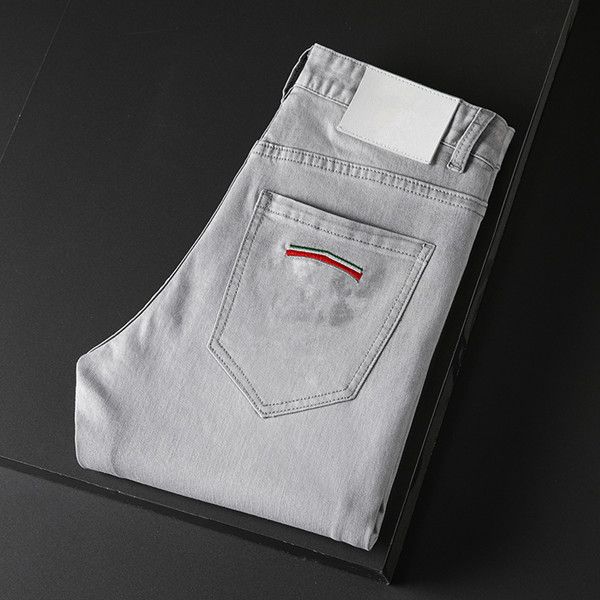 

mens jeans designer summer lightweight style famous men washed casual design slim stretch skinny straight eu us size w28-w38, Blue