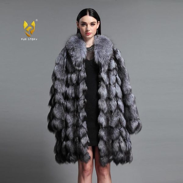 

women's fur & faux real coat 151106c natural winter patch style big collar plus sizereal female story, Black