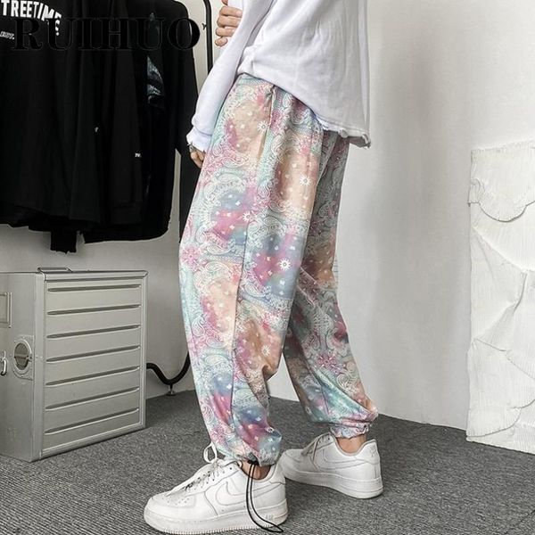 

men's pants ruihuo print casual harem men clothing japanese fashion sweatpants ankle-length 3xl 2021 autumn arrivals, Black