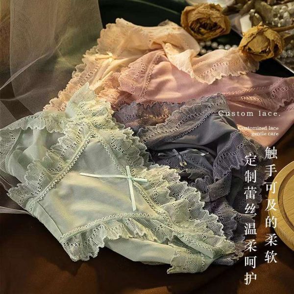 

panties french elegant lace women's triangle underwear solid color cotton crotch bacterial soft, Black;pink