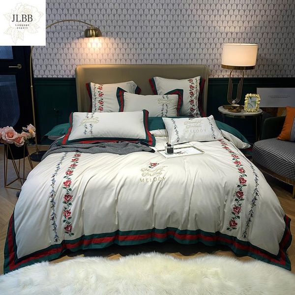 

bedding sets luxury white 1000tc egyptian cotton rose embroidery set double duvet cover bed sheet pillowcases home textiles