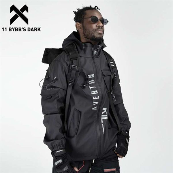 

11 bybb's dark multi pockets cargo jackets men windbreaker hip hop streetwear outdoor techwear harajuku coats 210928, Black;brown