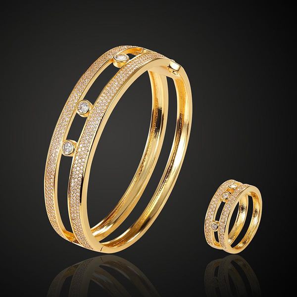 

earrings & necklace lanruisha maseka full zircon bangle with ring jewelry set cubic micro pave setting bracelet fashion, Silver