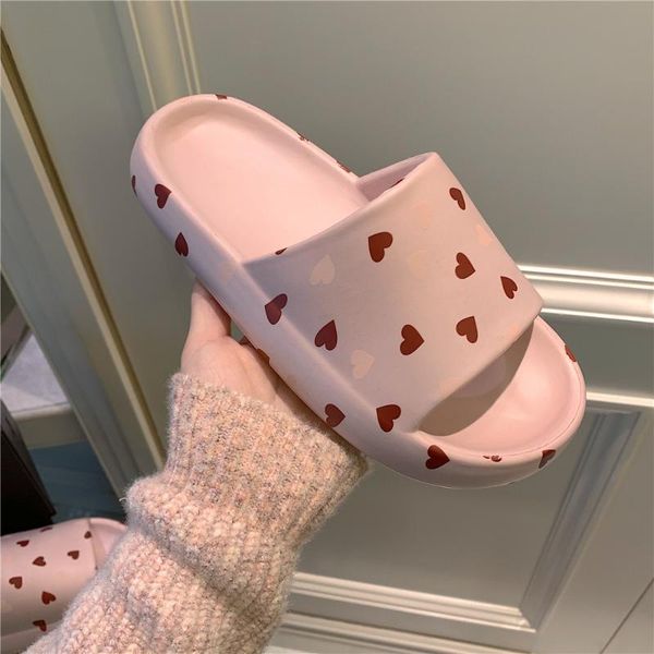 

fashion sandals and slippers 2021 female summer heart-shaped thick-soled indoor home, Black