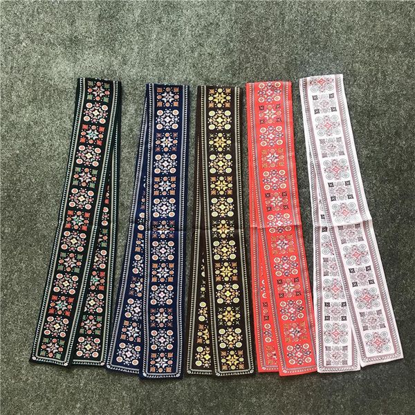 

scarves 8.5*120cm square corner small diamond print bag scarf women silk scarfs handle ribbons tie, Blue;gray