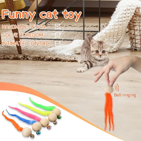 

small animal supplies 5 pcs 2021 est wiggly ping cat toy simulation worm with bell natural safety pet random color for accessories