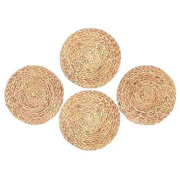 

mats & pads 4 pack round water hyacinth placemat,quality woven wicker table place mats,30cm