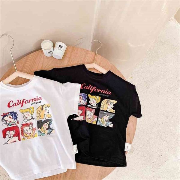 

summer arrival girls fashion cartoon t shirt kids cotton clothes 210528, Blue