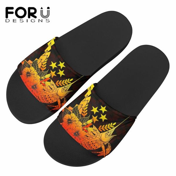 

women slippers pohnpei hawaii polynesian plumeria print trend non-slip open toe female beach slide sandals, Black