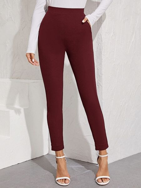

high-rise vented ankle-cut pants h36b#, Black;white