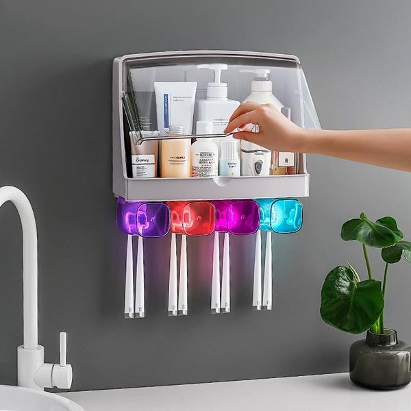 

hooks & rails bathroom large capacity storage rack toothbrush holder wall mount stand accessories set shampoo cosmetic organizer box