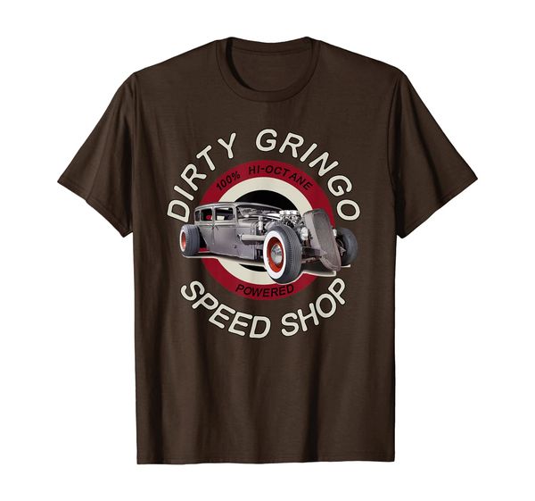 

the dirty gringo speed shop rat rod rod rad rockabilly t-shirt, White;black