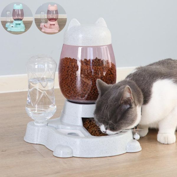 

2.2l pet dog automatic feeder drinking bowl capacity container supplies water dispenser feeding large cats cat bowls & feeders