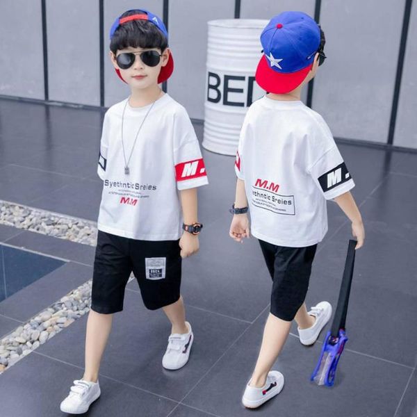 

clothing sets 2 piece set baby boy clothes summer short sleeved t shirts shorts cute cotton kids tracksuit soft outfit, White