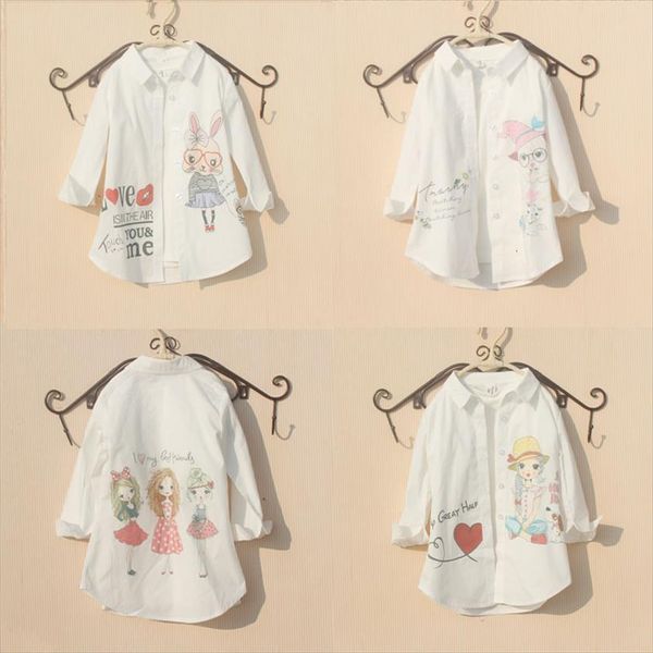 

girls blouse kids clothes spring children school girl white cotton child shirt blusas 2 16y, White;black