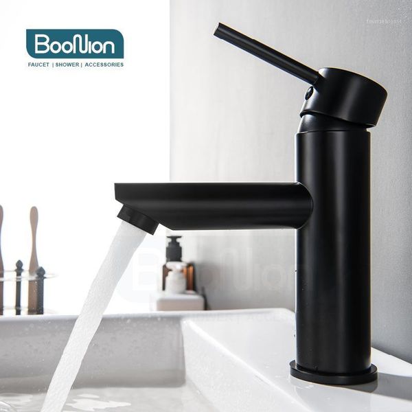 

boonion brass basin mixer matted black bathroom tap single handle & cold hole simple style sink faucets1