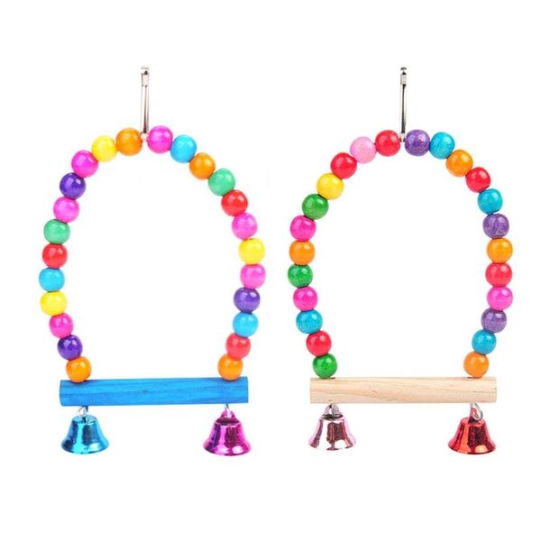 

other bird supplies natural wooden parrots swing toy pet birds perch hanging cage with colorful beads bells