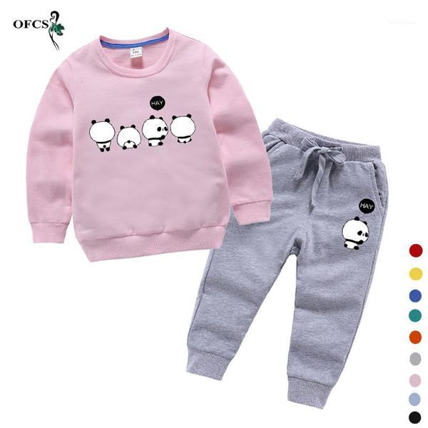 

clothing sets selling retail teen children clothes 2-12years boys girls cartoon fashion tracksuit +sports pants spring outfits 2p1, White