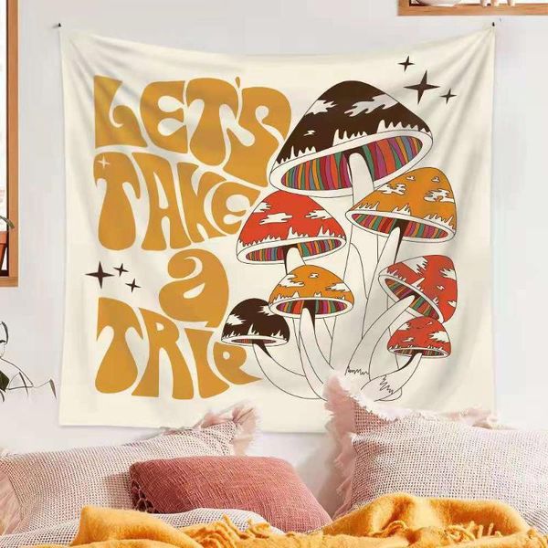

tapestries mushroom tapestry wall decor girls dorm room hanging aesthetic abstract trippy let's take a try decoration